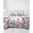 thumbnail image 2 of Twin Quilt Bedding Set, Watercolor Wildflowers Reversible Summer Quilt 3 Pieces, Country Botanical Florals Butterfly Lightweight Bedspreads Coverlets with 2 Pillow Shams for All Seasons, 2 of 5