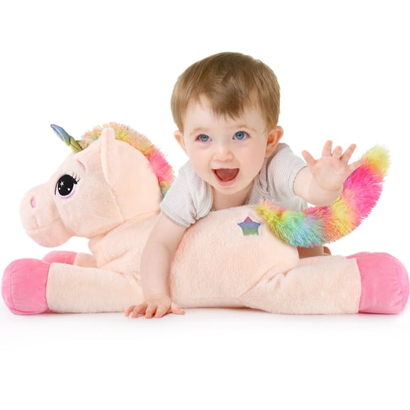 Tezituor 23.6'' Big Unicorn Stuffed Animal Giant Plush Unicorn Birthday Decorations Plush Toy
