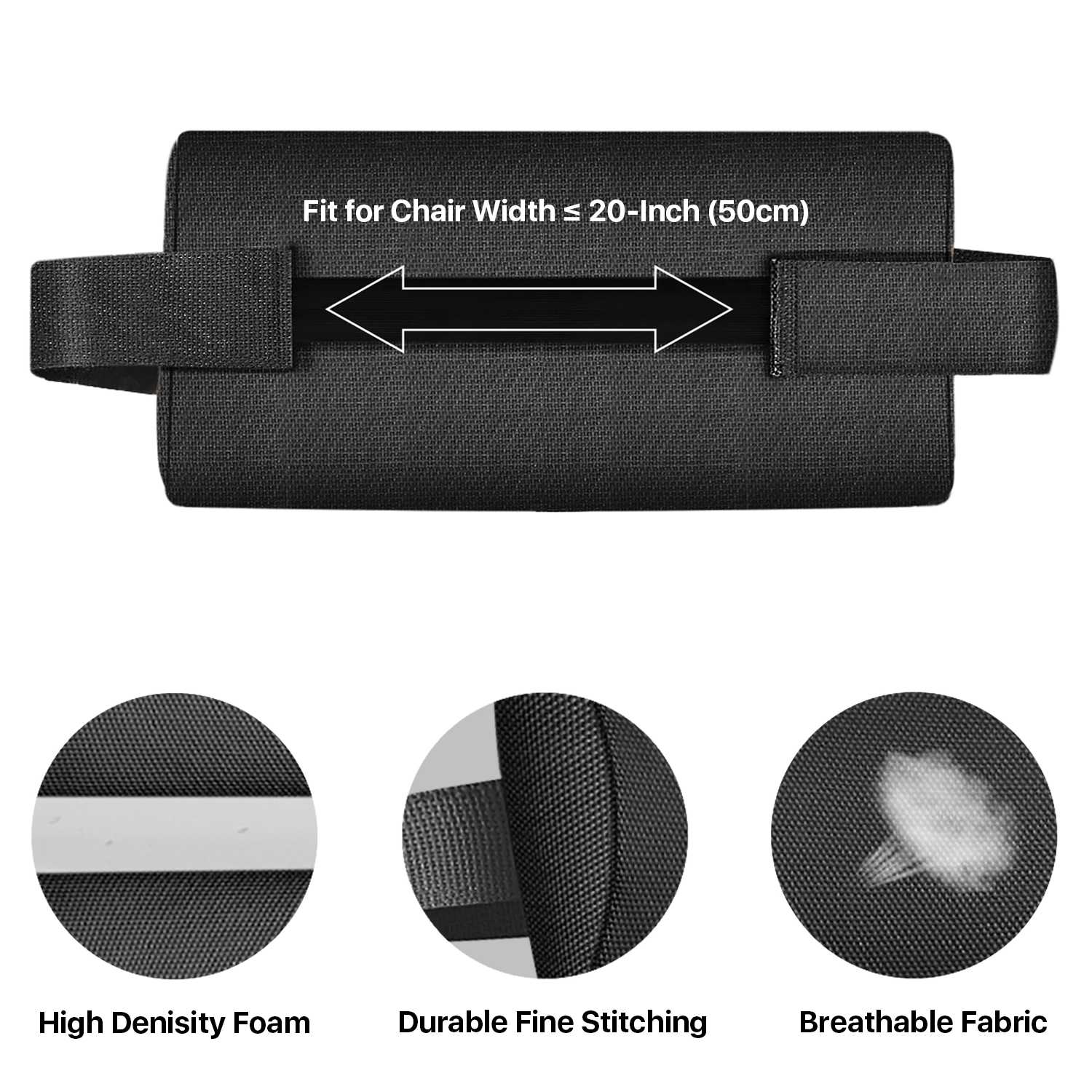 Universal Headrest Pillow Replacement for Zero Gravity Office Reclining Lawn Patio Lounge Folding Chair Neck Head Lumbar Pillow with Adjustable Elastic Band up to 20in/50cm Wide (Black) - image 3 of 7