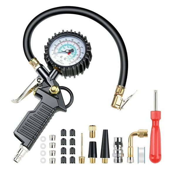 Car Tire Pressure Gauge 220 PSI Tire Inflator with Valve Core Tool Air Compressor for Car Bicycle Truck