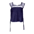 thumbnail image 4 of WEIWEN Lace Tank Tops for Women Lace Side Tie Tank Top Sleeveless Flowy Ruffle Cami Shirts Summer Going Out Crop Tops Navy, L, 4 of 5