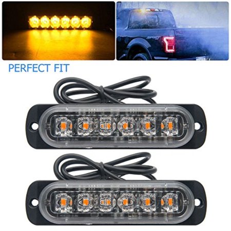 emergency strobe lights for trucks, maso amber recovery car 6 led lighting bar orange grill breakdown flashing 12/24v pack of 2