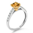 thumbnail image 3 of Gem Stone King 925 Silver and 10K Yellow Gold Yellow Citrine and White Lab Grown Diamond Engagement Ring for Women (2.20 Cttw, Cushion Checkerboard 8MM, Gemstone November Birthstone, Size 5), 3 of 4