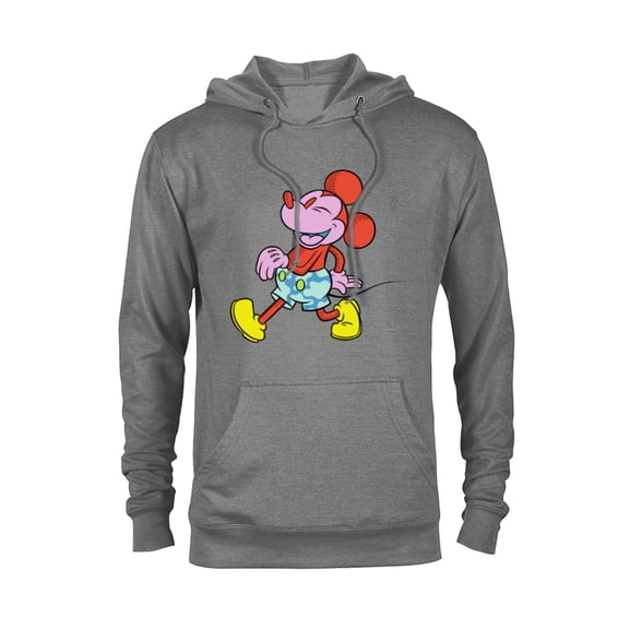 Disney Mickey Mouse Wild Colors Retro Vintage Walking Pose - Pullover Hoodie for Adults - Customized-Athletic Heather