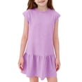 thumbnail image 1 of Niña Vestido de Primavera Estiramiento Suave Cómodo Casual Vestidos Sueltos para 5-14 Años Vestido de Verano de Manga Corta, 1 of 8