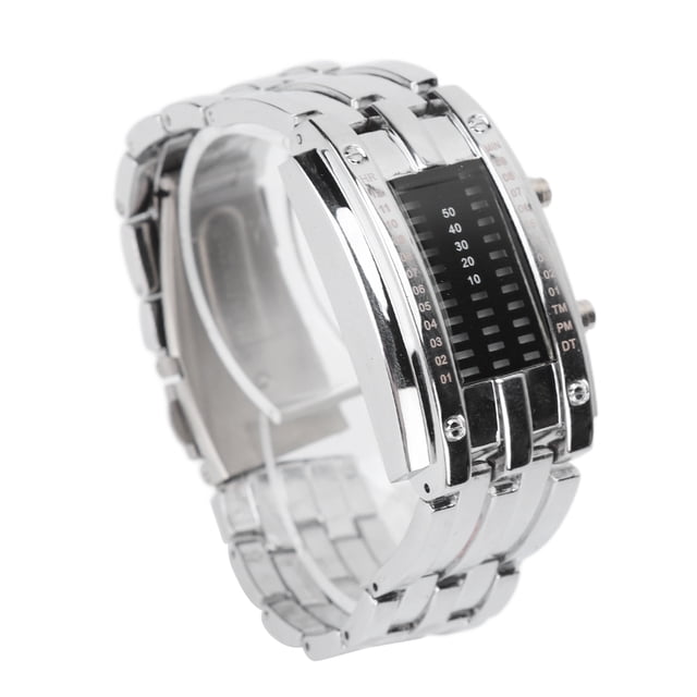 Roloj LED, Pantalla única de Modo de Tiempo binario, Estructura de Convexo, Material de Vidrio de Acero inoxidable, resistente al Agua Hasta 30 M
