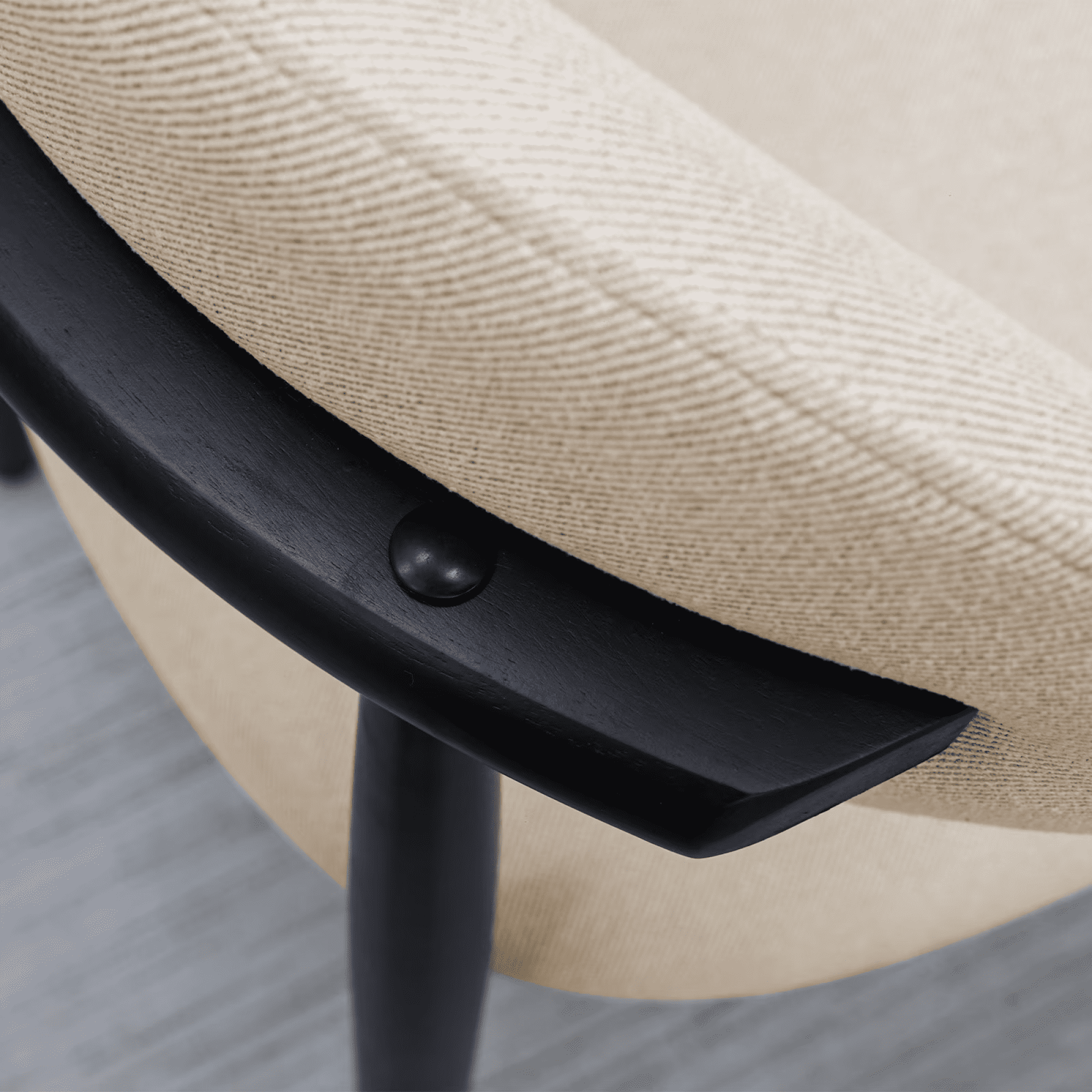 Leumius Set of 4 Cotton-Linen Fabric Upholstered Dining Chair with Black Solid Wood Legs, Armless Chair for Kitchen Restaurant Living Meeting Room