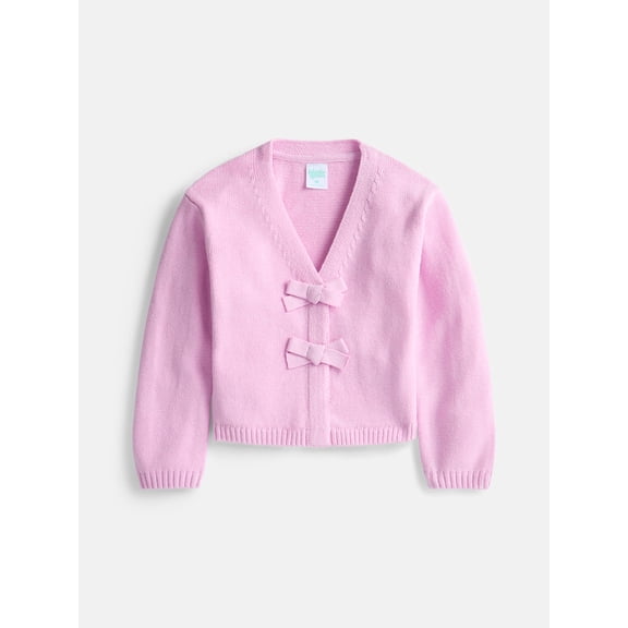 Wonder Nation Toddler Girls' Bow Front Cardigan Sweater with Long Sleeves, Sizes 12M- 5T