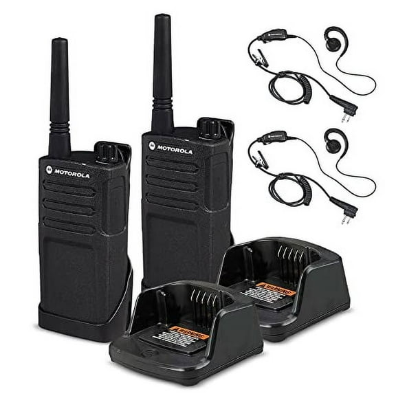 2 x Motorola RMM2050 On-Site 2-Way Radio (RMM2050)   2 x Motorola HKLN4604 PTT Earpiece - 2 Pack with Mic Bundle