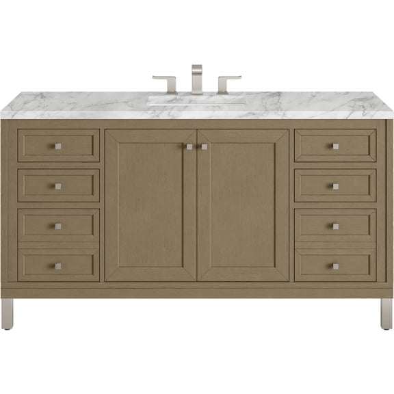 James Martin Vanities 503-V60S-WLW-3CAR Chicago 60" Free Standing Single Basin Vanity Set