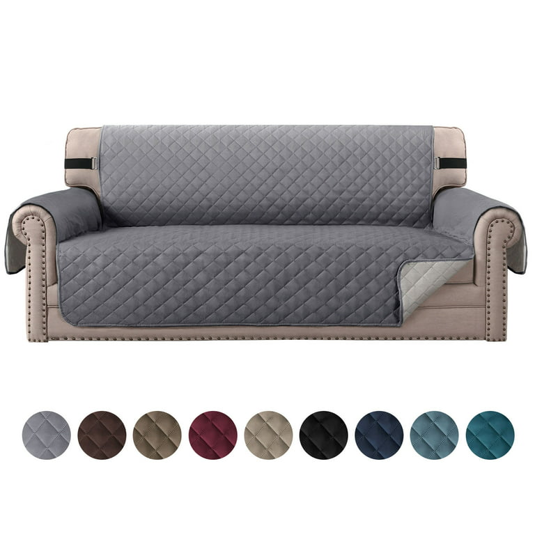 Reversible Quilted Sofa Cover L Shape Polyester with Adjustable Elastic Straps  Couch Slip Cover Machine Washable Furniture Protector Seat Cushion Covers