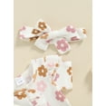 thumbnail image 6 of Yunliwuli Baby Girls Rompers Floral Print Fly Sleeve Round Neck Frills Infant Bodysuits Summer Clothes with Headband, 6 of 9