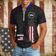 thumbnail image 2 of xfsWaSs 4th Of July Shirts For Men American Flag T-Shirt Casual Half Zip Short Sleeve T Shirt Tops Patriotic Independence Day Celebration Trendy Tee Shirt, 2 of 4