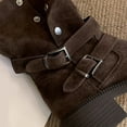 thumbnail image 4 of Bottes Mi-Mollet pour Femmes à Plateforme, Bout Rond, Talon Bas, Bottes d'Équitation, Mode, à Boucle, Habillées, Automne Hiver, Bottillons, 4 of 9
