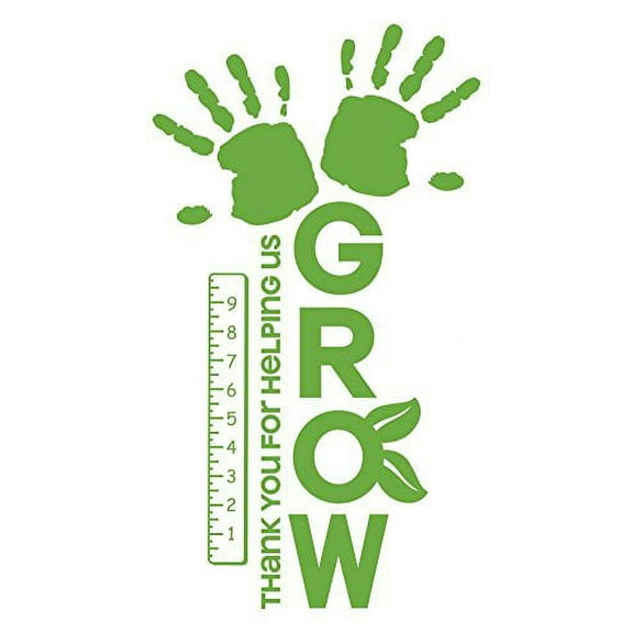 Thank You For Helping Us Grow With Ruler & Handprint School Decals For Teacher, 20x11.5-Inch Lime Green