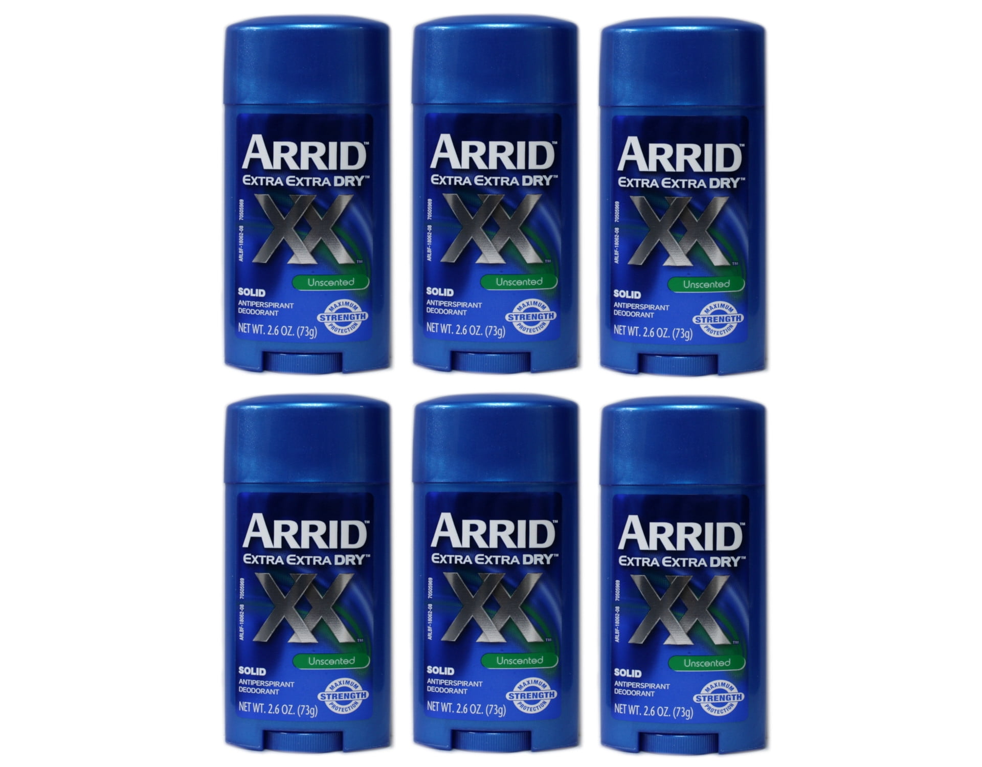 6 Pack Arrid Extra Extra Dry Unscented Solid Antiperspirant Deodorant 2