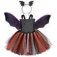 thumbnail image 3 of Halloween Girl Dress Mesh Color Block Skirt Headband Party Outfit Princess Dress Girls Size 5-6T, 3 of 5