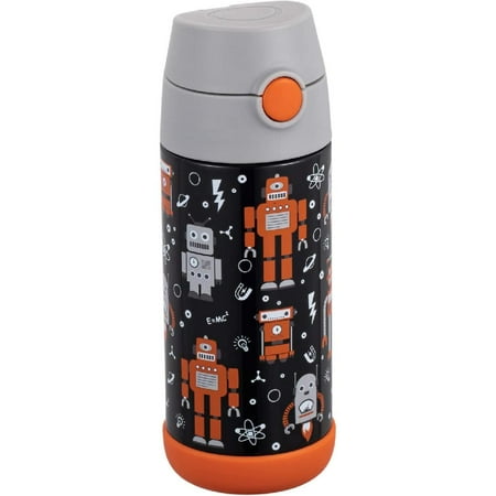 

Kids Water Bottle - insulated stainless steel thermos with straw Girls/Boys - Robots 12oz