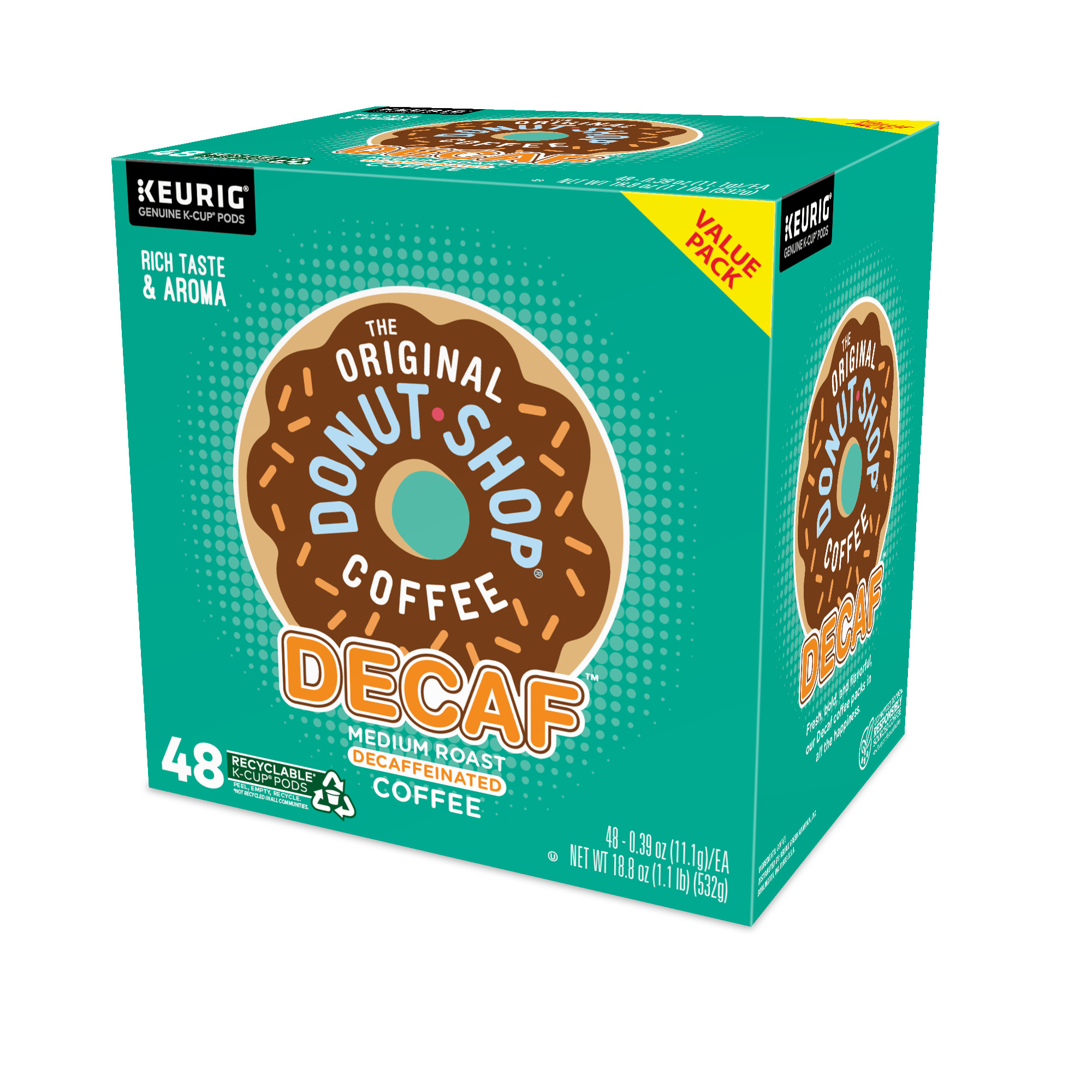 The Original Donut Shop, Decaf Medium Roast K-Cup Coffee Pods, 48