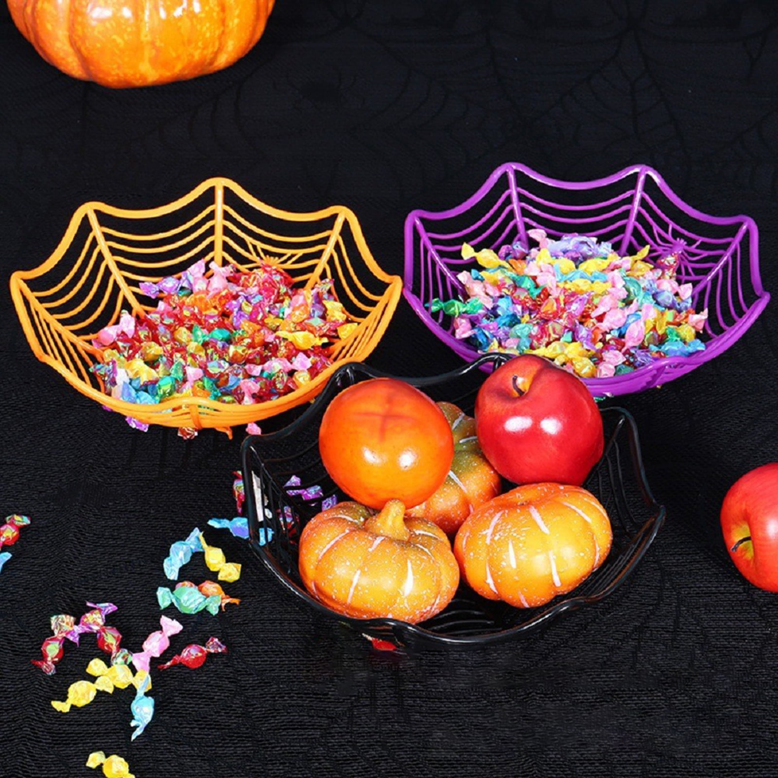 Fruit Basket Halloween Spider Web Shape Fruit Bowl Multipurpose