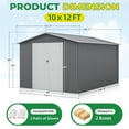 thumbnail image 3 of JAXPETY 10 x 12 ft Metal Outdoor Storage Shed with Lockable Door Sloping Roof for Patio, Backyard, Garden, Gray & White, 3 of 13