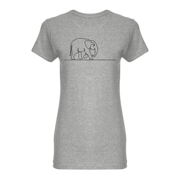 Continuous Line Elephant Design Shaped T-Shirt Women -Image by Shutterstock, Female x-Large