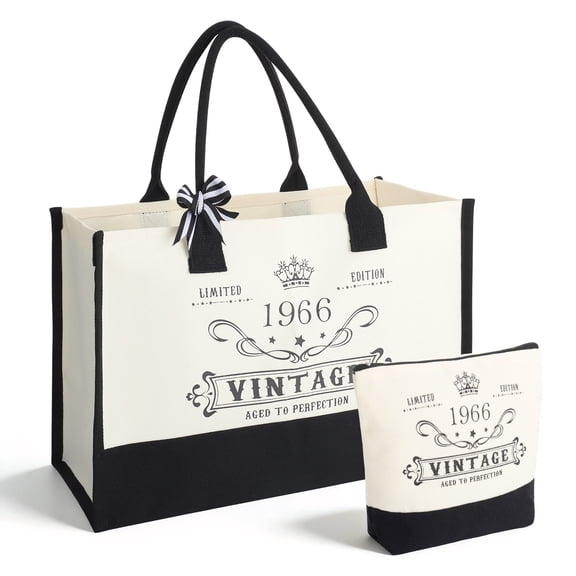 Bocaoying 1966 Canvas Tote Bag,  Large Capacity, Easy to Clean and Reusable, Specially Designed for 1966 Unique Birthday Gift for Women