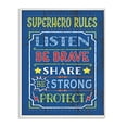 thumbnail image 1 of The Kids Room by Stupell Superhero Rules Listen on Blue Rectangle Wall Plaque, 1 of 1