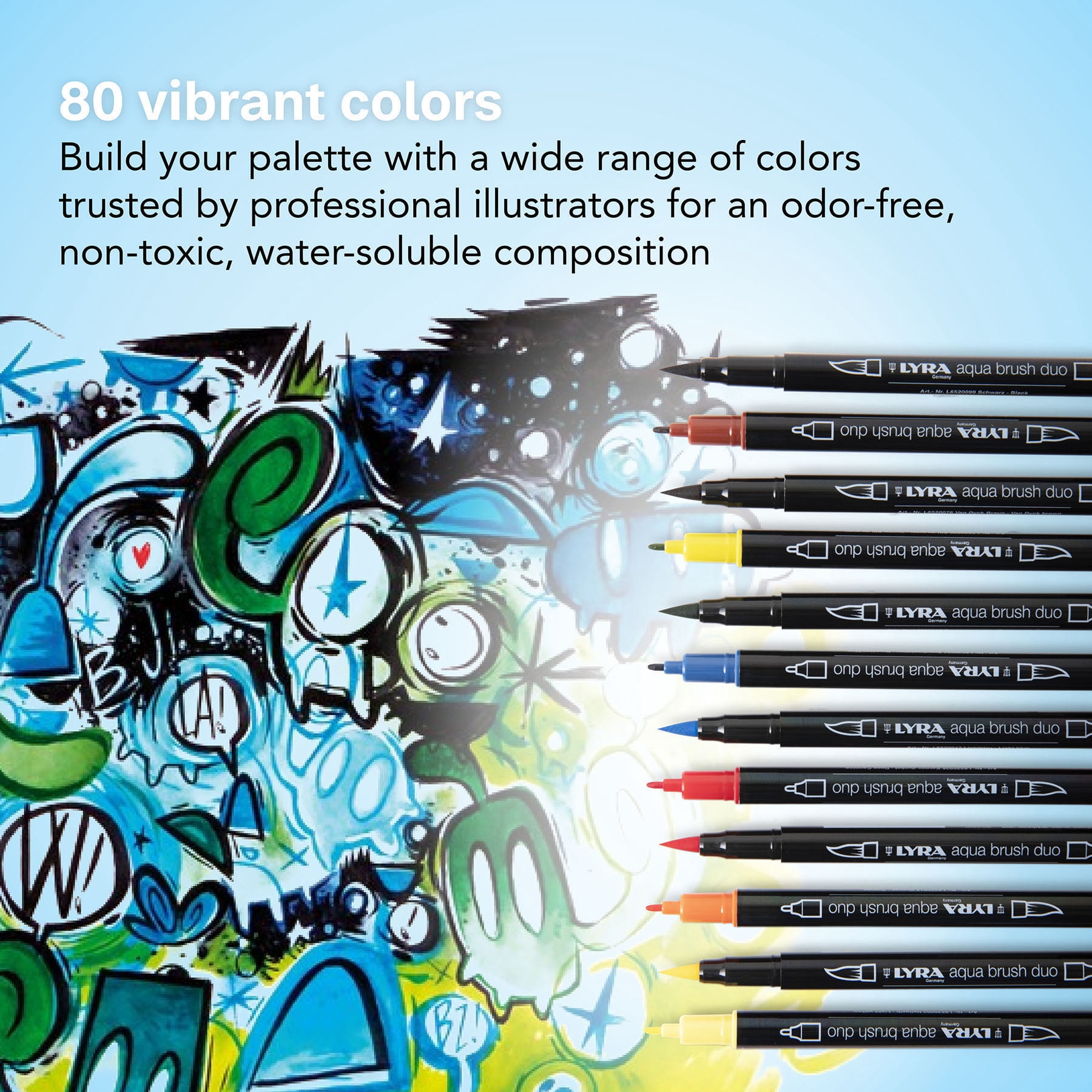 Lyra Aqua Brush Duo Dual Tip Markers, Primary Set, Assorted Colors, 6 Piece, 2 Pack