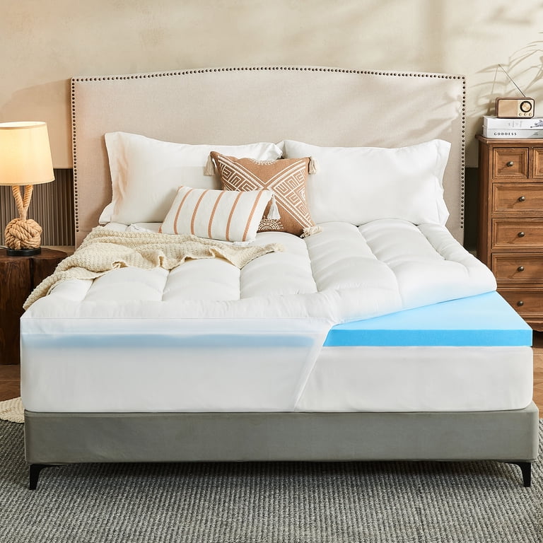 Teler 4 Inch Dual Layer Memory Foam Mattress Topper, Queen photo 2
