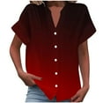 thumbnail image 2 of RXIRUCGD Mode Chemise Boutonnée à Manches Courtes pour Femme, Couleur Unie, Printemps/été, Rouge, Taille : M, 2 of 5