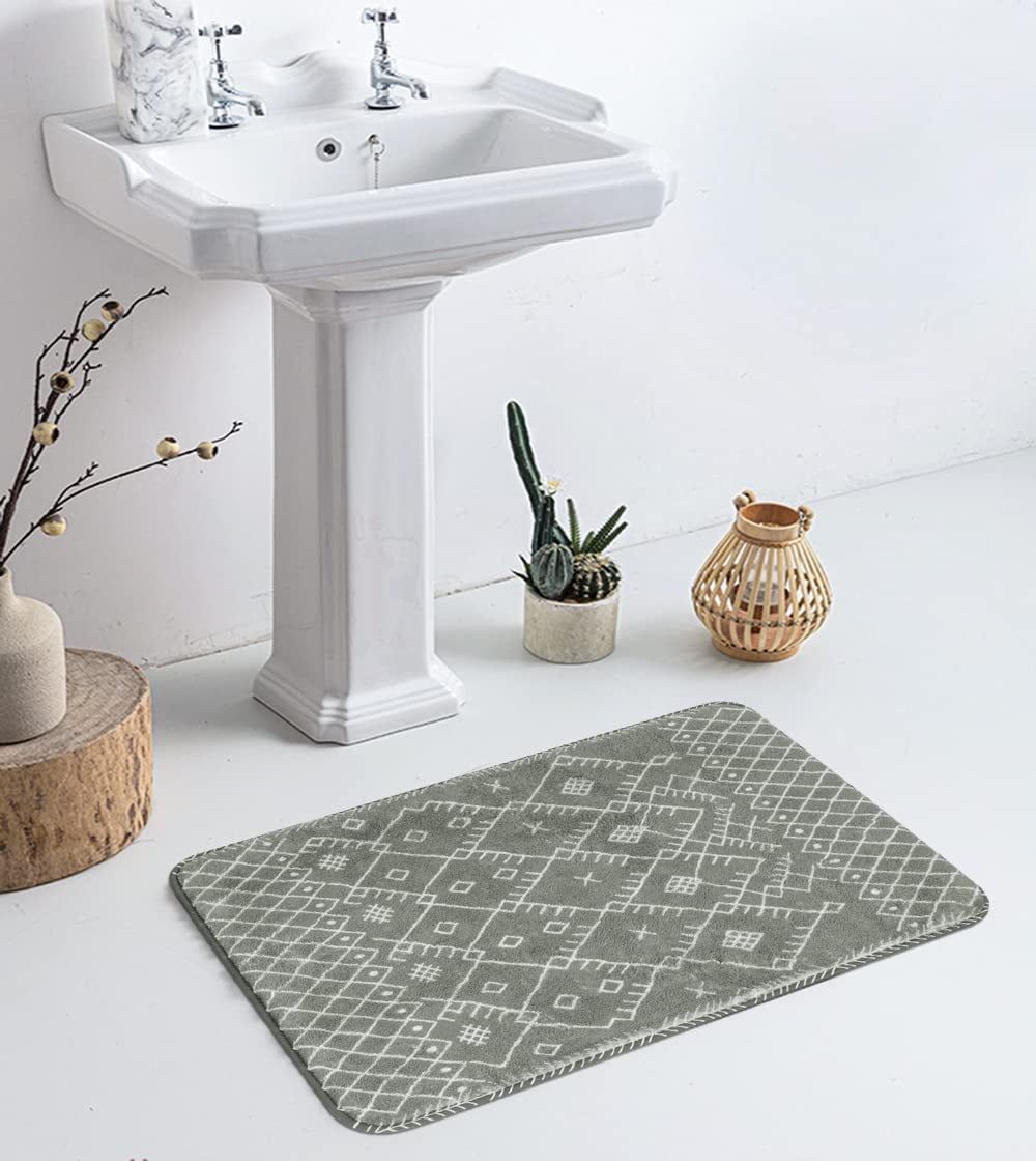 Homary 16 x 24 Modern Rectangle Non-Slip Soft Bath Mat Geometric Abstract Bathroom Rug