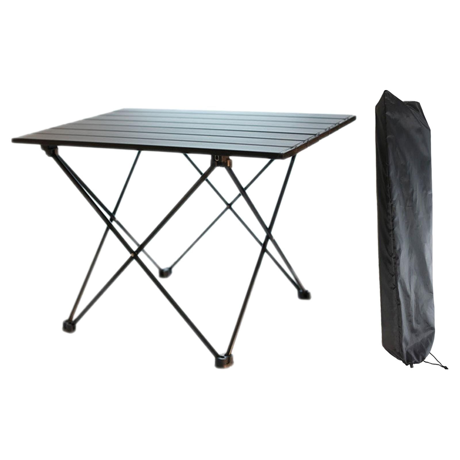 Table Pliante Aluminium Camping Et Jardin - Plateau Blanc, Pieds Réglables (37-68,5 Cm) - Pliable, Légère (3,5 Kg)