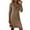 Khaki, variant on Womens Casual Dress Long Sleeve Turtle Neck Bodycon Ribbed Knit Midi Dress Spring Fall Black