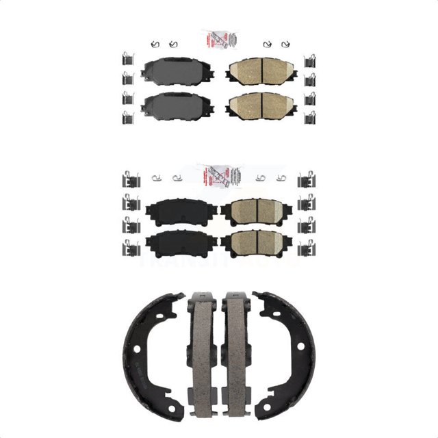 Transit Auto Front Rear Ceramic Disc Brake Pads and Parking Shoes Kit for Car 2016-2020 Toyota Mirai KNN-101160