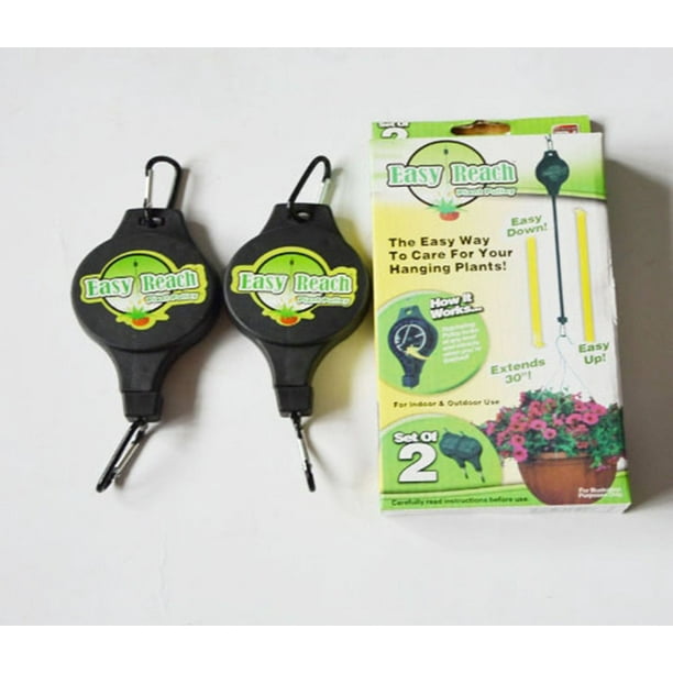 2pc Set Plant Pulley Retractable Hanger Adjustable Height Easy Reach Hook