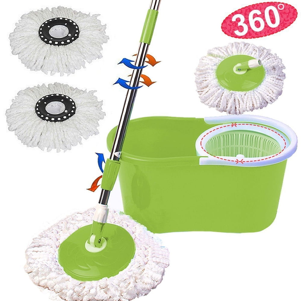 Full Set UNIEL Smart Spin Microfiber Mop and Bucket with 2 Microfiber Mop Heads 