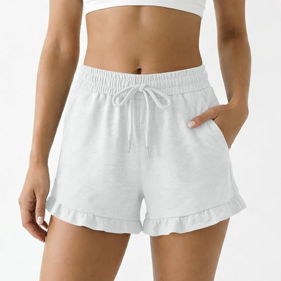 Cmfcve Pajama Shorts for Women Hem Drawstring Soft Knit Elastic Waist Lounge Sleep Shorts Casual Pj Sleepwear Bottom