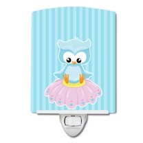 Girl Bird on Blue Ceramic Night Light