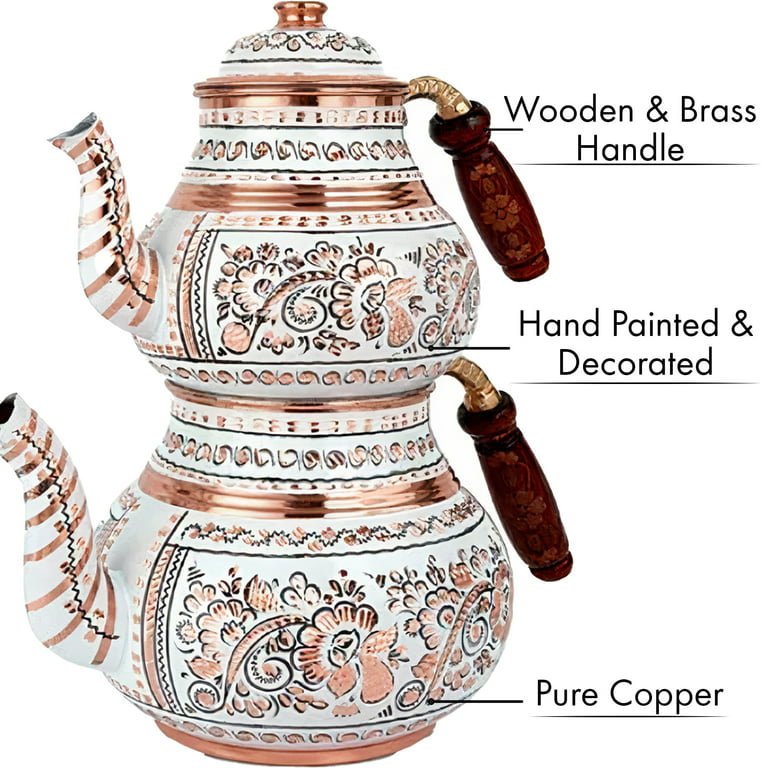 Handmade Copper Turkish Tea Pots, Tin Plated Inside Thickest