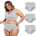 thumbnail image 3 of TEVEQ 3 Pack Seamless Underwear for Women Full Coverage Soft Stretch Panties Women's Regular & Plus Size Xs 5Xl Cotton Underwear High Waisted Briefs 3 Pack D S, 3 of 3