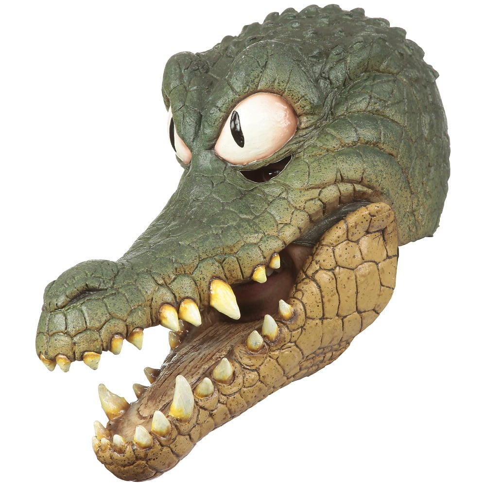 Mens Ladies Crocodile Rubber Mask Animal Halloween Fancy Dress Costume Outfit 