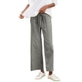 thumbnail image 3 of Pxxlle Straight Leg Pants for Women Casual Summer Spring Elastic Waisted Drawstring Pant Solid Color Wide Leg Long Pants Gray L, 3 of 8