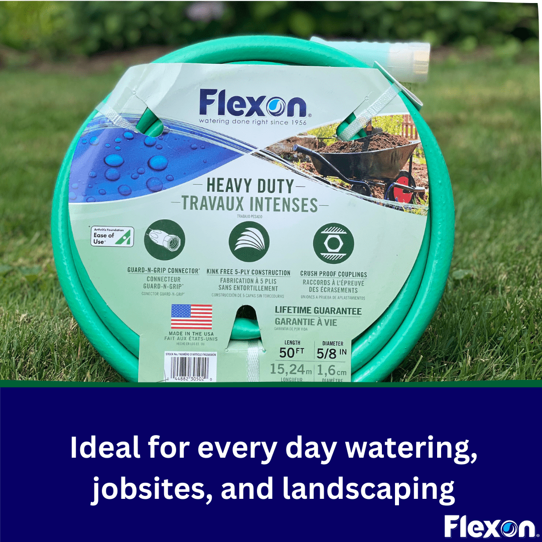 Garden Hose Heavy Duty 5/8" X 25', Green Color. Flexon Brand