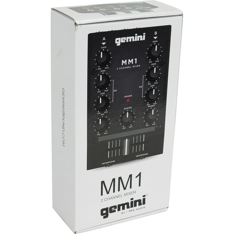 Gemini MM1 2 Channel Analog Mini DJ Mixer