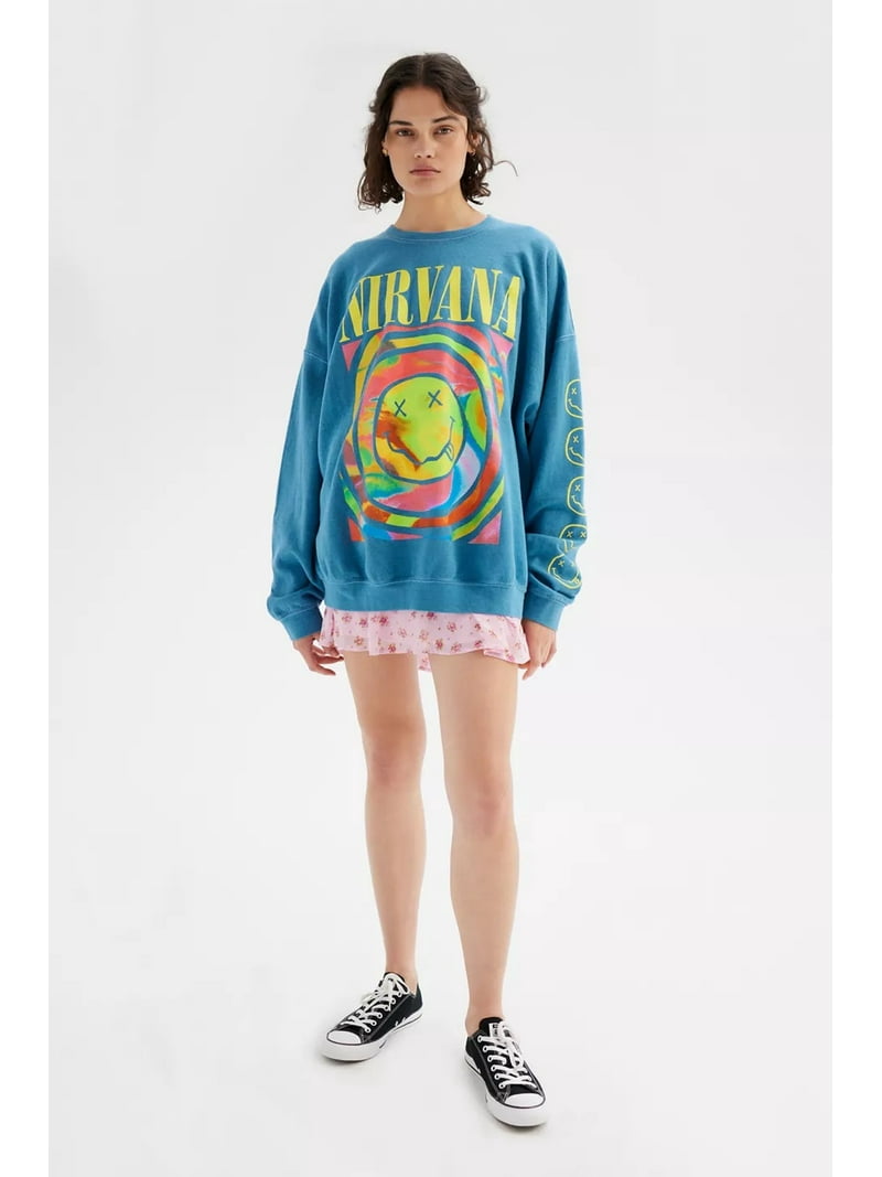 Urban Outfitters Women's Nirvana Smiley Face Crew Neck Sweatshirt