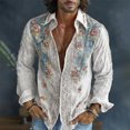 thumbnail image 2 of Mens Boho Hawaiian Hippie Patterned Shirt Retro Casual Button Down Top Vacation Holiday Resort Outfit Blouse, 2 of 5