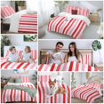 thumbnail image 5 of 3 Piece Red Pink Stripe Duvet Cover Set Queen Size, Microfiber Comforter/Quilt Cover with Corner Ties and 2 Pillowcases, Geometric White Vertical Striped All Season Soft Bedding with Zipper Closure, 5 of 8