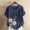 A-Navy, variant on Runfenguu Women'S Athletic Shirts & Tees Basic Tees For Women Women'S Printed Button Short Sleeve T-Shirt Comfortable And Casual Loose Womens Summer Top