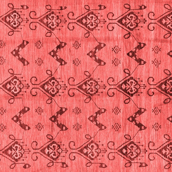Ahgly Company Indoor Square Abstract Red Modern Area Rugs, 7' Square